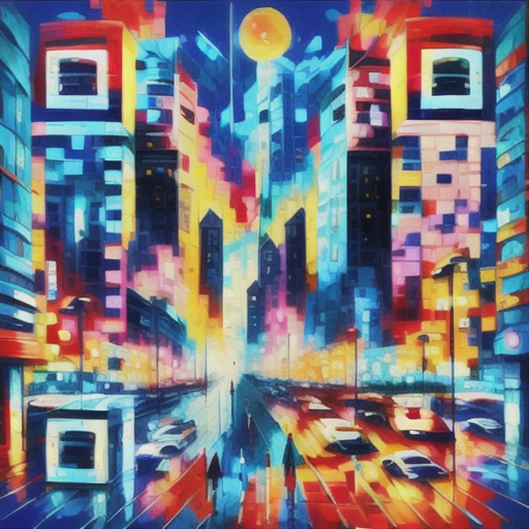 72QR result built from the neon city reference photo